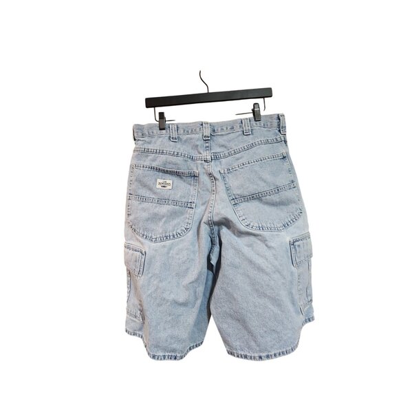 Vintage Lee Mens Denim Cargo Shorts Light Wash Relaxed Fit - Picture 2 of 2